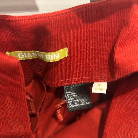 Gianni Bini Maureen Red Spice Corduroy High Rise Crop Pants Women’s Size 4 - Picture 12 of 13
